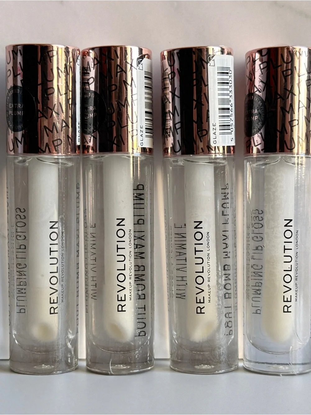 NEW Revolution Pout Bomb Max Plump Lip Gloss Bundle x4 | Clear | Sealed